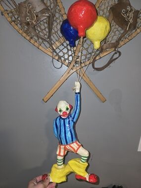 Vintage Unbranded Paper Mache Hanging Circus Clown